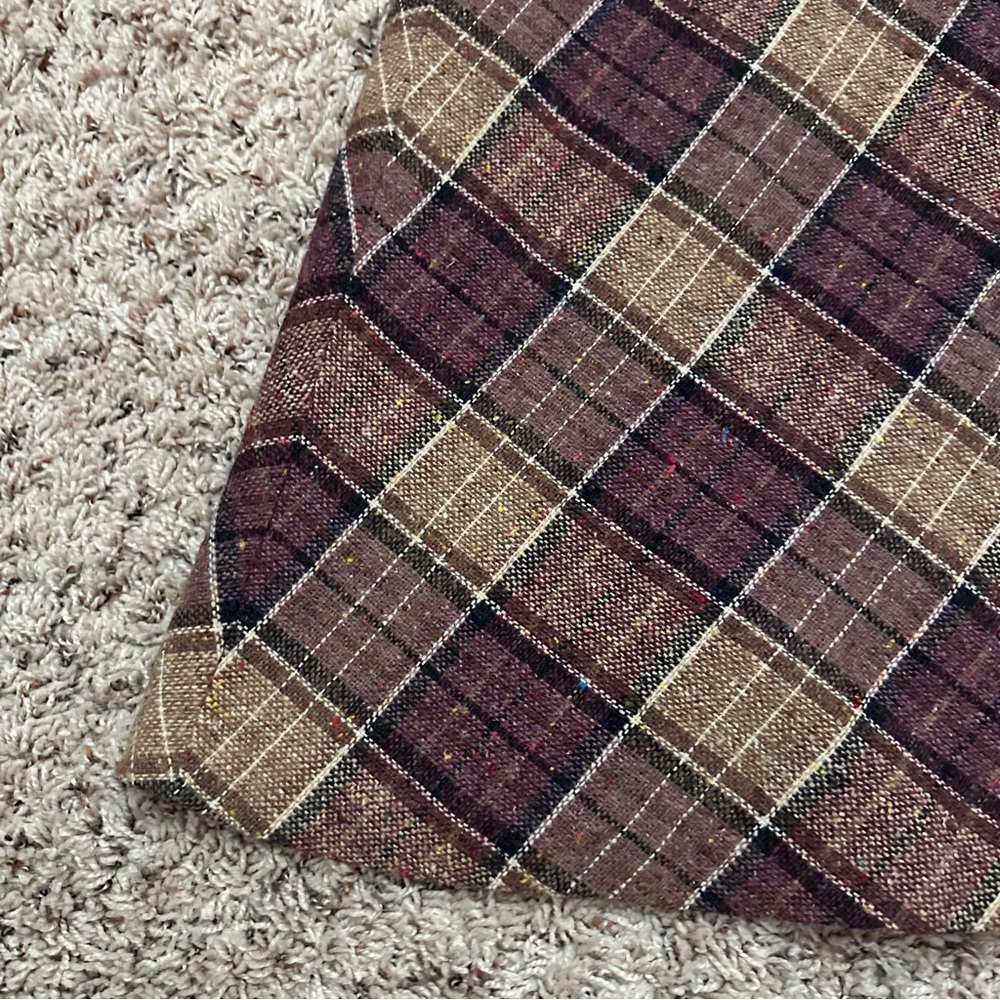 Vintage 60s/70s Purple Tan Plaid Tweed A-Line Midi Skirt Women's Size S/M Retro - Picture 11 of 16